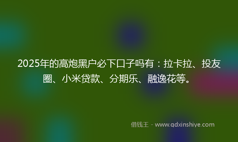 2025年的高炮黑户必下口子吗有：拉卡拉、投友圈、小米贷款、分期乐、融逸花等。