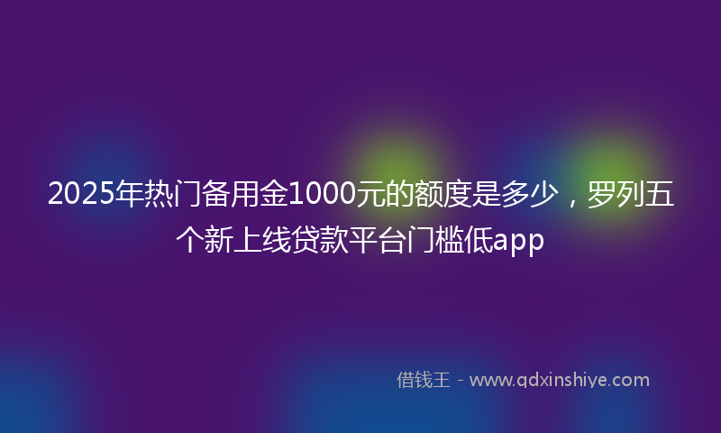 2025年热门备用金1000元的额度是多少，罗列五个新上线贷款平台门槛低app