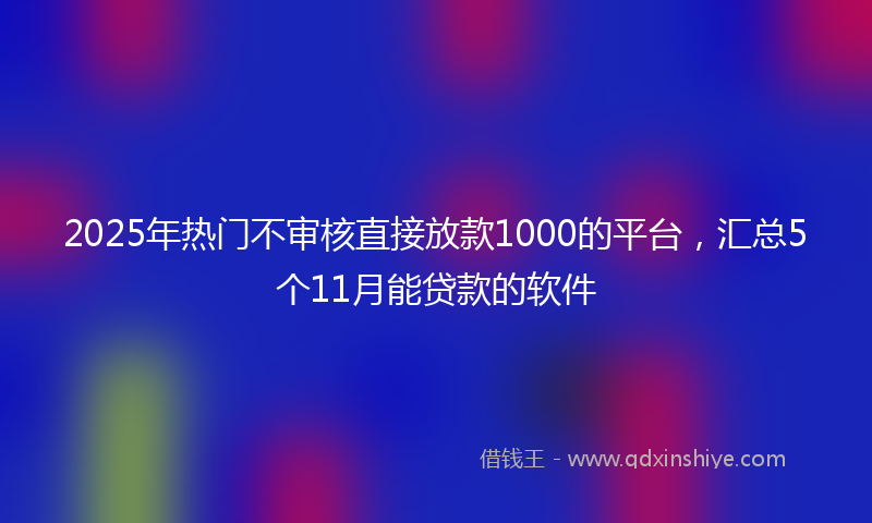 2025年热门不审核直接放款1000的平台，汇总5个11月能贷款的软件