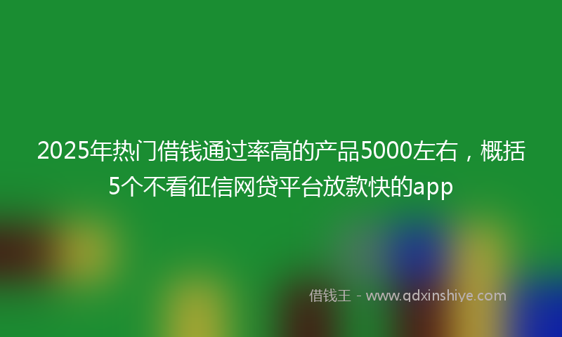 2025年热门借钱通过率高的产品5000左右，概括5个不看征信网贷平台放款快的app