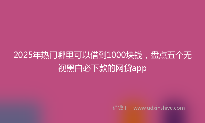 2025年热门哪里可以借到1000块钱，盘点五个无视黑白必下款的网贷app