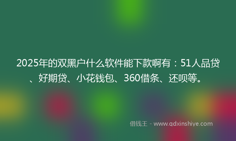 2025年的双黑户什么软件能下款啊有：51人品贷、好期贷、小花钱包、360借条、还呗等。