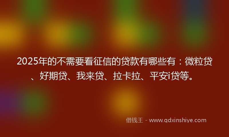 2025年的不需要看征信的贷款有哪些有：微粒贷、好期贷、我来贷、拉卡拉、平安i贷等。