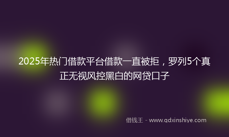 2025年热门借款平台借款一直被拒，罗列5个真正无视风控黑白的网贷口子