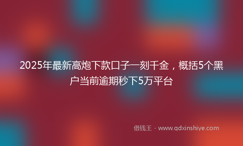 2025年最新高炮下款口子一刻千金，概括5个黑户当前逾期秒下5万平台