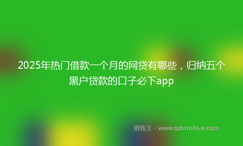 2025年热门借款一个月的网贷有哪些，归纳五个黑户贷款的口子必下app