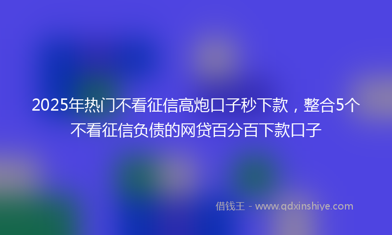 2025年热门不看征信高炮口子秒下款，整合5个不看征信负债的网贷百分百下款口子