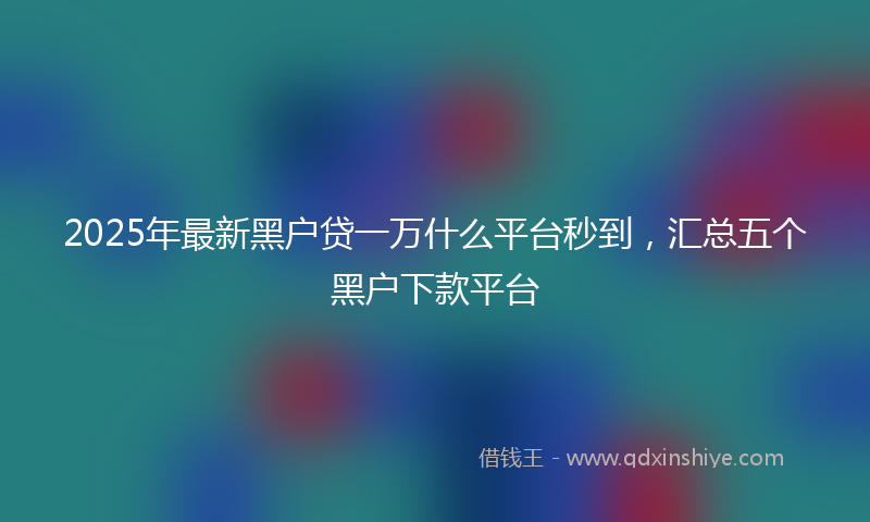 2025年最新黑户贷一万什么平台秒到，汇总五个黑户下款平台