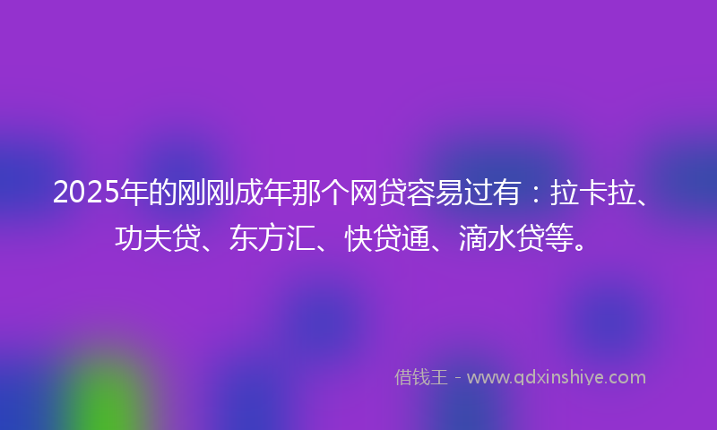 2025年的刚刚成年那个网贷容易过有：拉卡拉、功夫贷、东方汇、快贷通、滴水贷等。