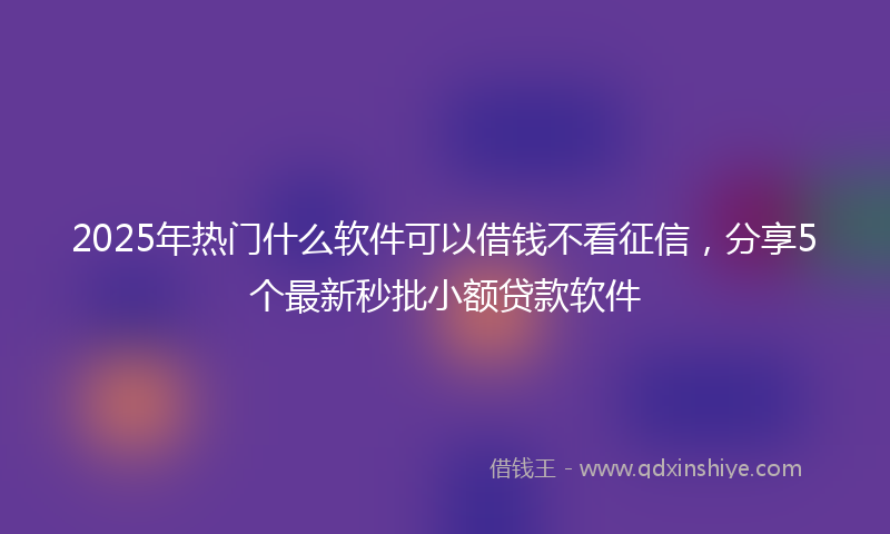 2025年热门什么软件可以借钱不看征信，分享5个最新秒批小额贷款软件