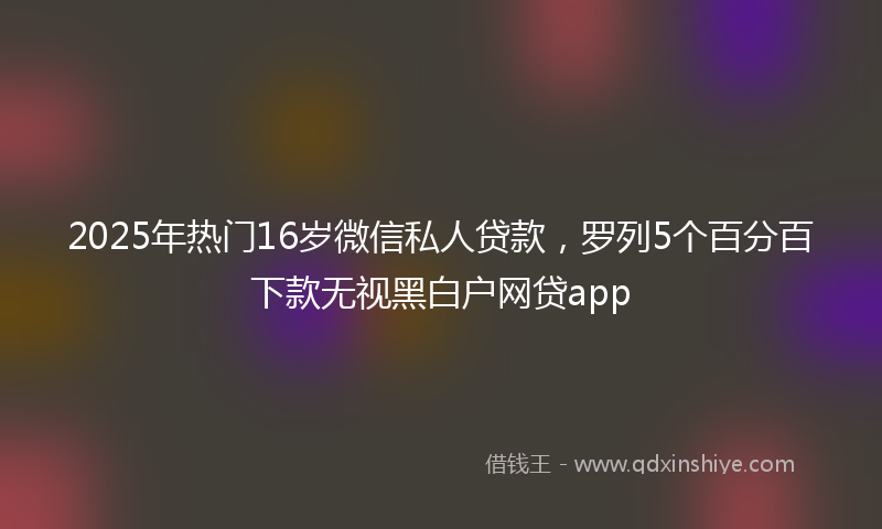 2025年热门16岁微信私人贷款，罗列5个百分百下款无视黑白户网贷app