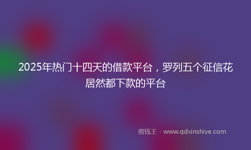 2025年热门十四天的借款平台，罗列五个征信花居然都下款的平台