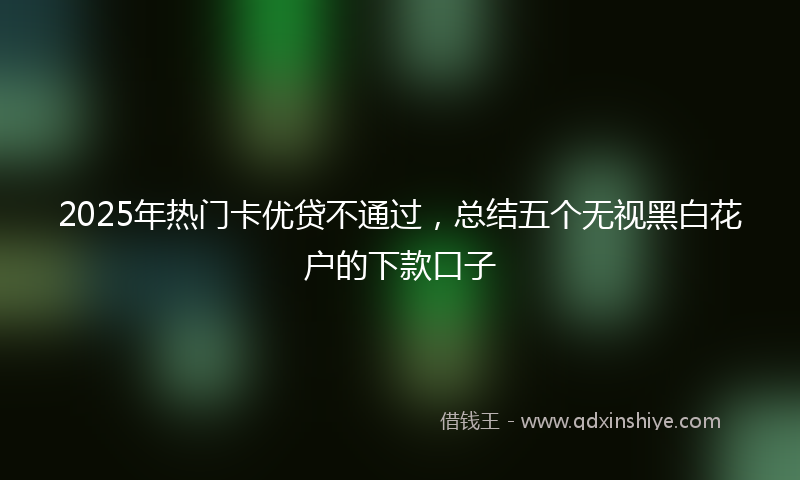 2025年热门卡优贷不通过，总结五个无视黑白花户的下款口子