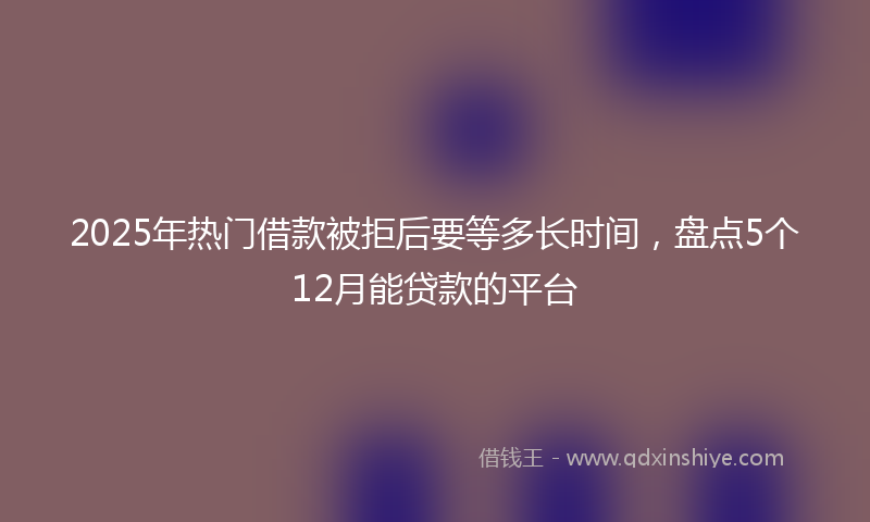 2025年热门借款被拒后要等多长时间，盘点5个12月能贷款的平台