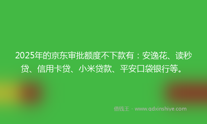 2025年的京东审批额度不下款有：安逸花、读秒贷、信用卡贷、小米贷款、平安口袋银行等。
