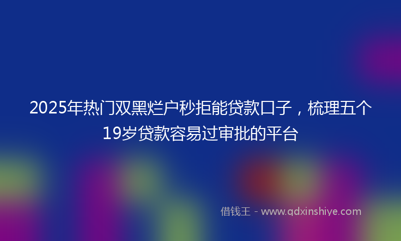 2025年热门双黑烂户秒拒能贷款口子，梳理五个19岁贷款容易过审批的平台