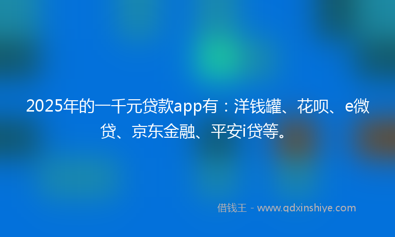2025年的一千元贷款app有：洋钱罐、花呗、e微贷、京东金融、平安i贷等。