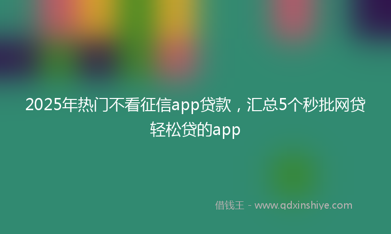 2025年热门不看征信app贷款，汇总5个秒批网贷轻松贷的app