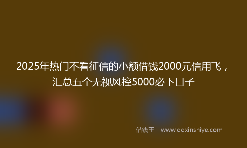 2025年热门不看征信的小额借钱2000元信用飞，汇总五个无视风控5000必下口子