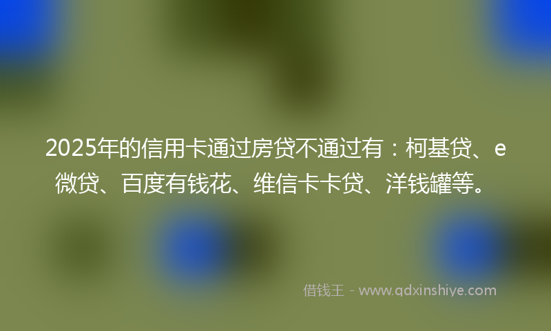 2025年的信用卡通过房贷不通过有：柯基贷、e微贷、百度有钱花、维信卡卡贷、洋钱罐等。