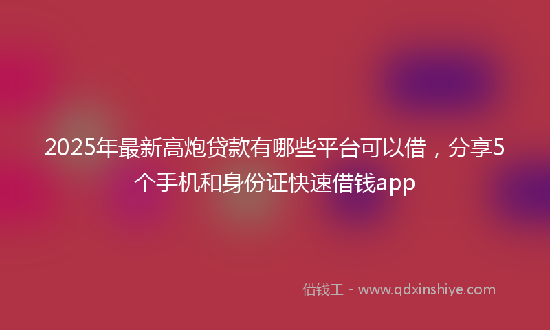 2025年最新高炮贷款有哪些平台可以借，分享5个手机和身份证快速借钱app