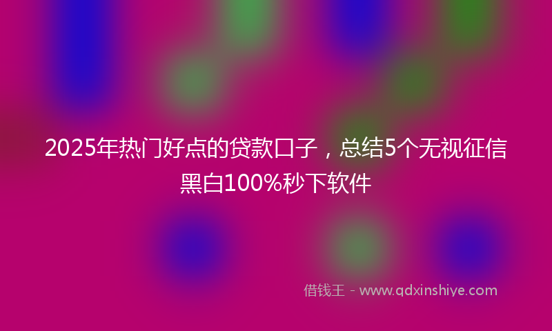 2025年热门好点的贷款口子，总结5个无视征信黑白100%秒下软件