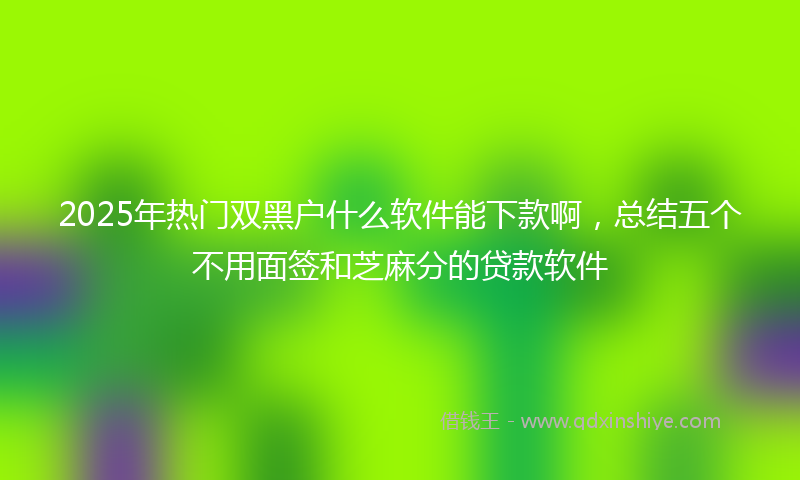 2025年热门双黑户什么软件能下款啊，总结五个不用面签和芝麻分的贷款软件