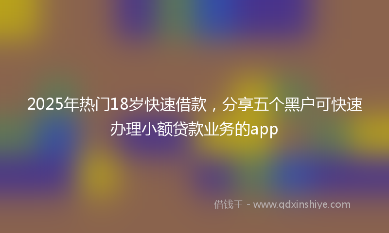 2025年热门18岁快速借款，分享五个黑户可快速办理小额贷款业务的app
