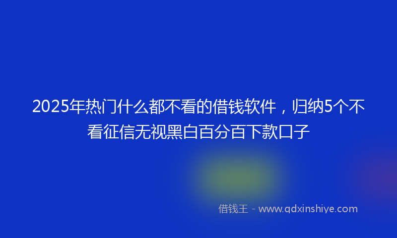 2025年热门什么都不看的借钱软件，归纳5个不看征信无视黑白百分百下款口子