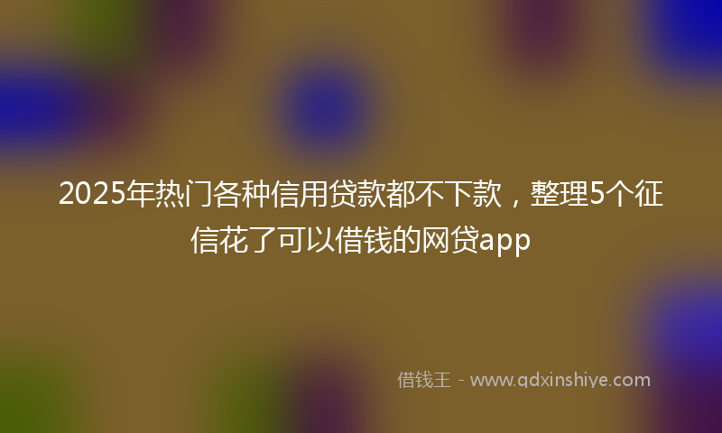 2025年热门各种信用贷款都不下款，整理5个征信花了可以借钱的网贷app