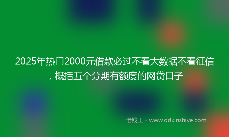 2025年热门2000元借款必过不看大数据不看征信，概括五个分期有额度的网贷口子