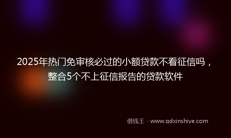 2025年热门免审核必过的小额贷款不看征信吗，整合5个不上征信报告的贷款软件