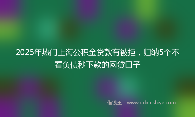 2025年热门上海公积金贷款有被拒，归纳5个不看负债秒下款的网贷口子