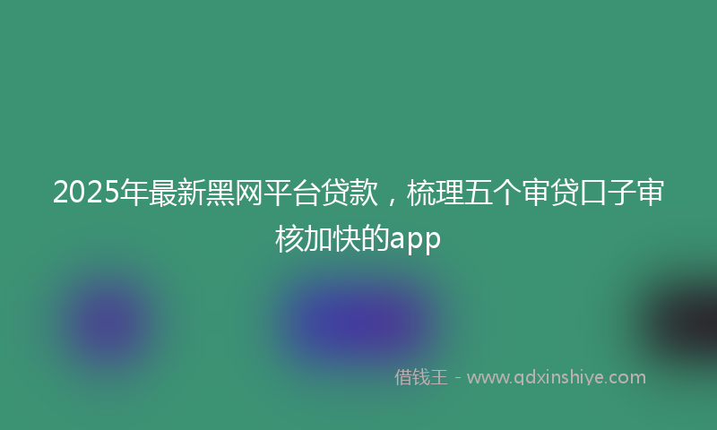 2025年最新黑网平台贷款，梳理五个审贷口子审核加快的app