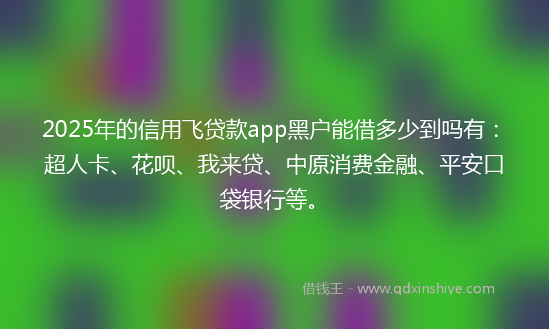 2025年的信用飞贷款app黑户能借多少到吗有：超人卡、花呗、我来贷、中原消费金融、平安口袋银行等。