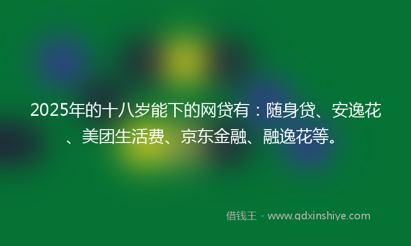 2025年的十八岁能下的网贷有：随身贷、安逸花、美团生活费、京东金融、融逸花等。