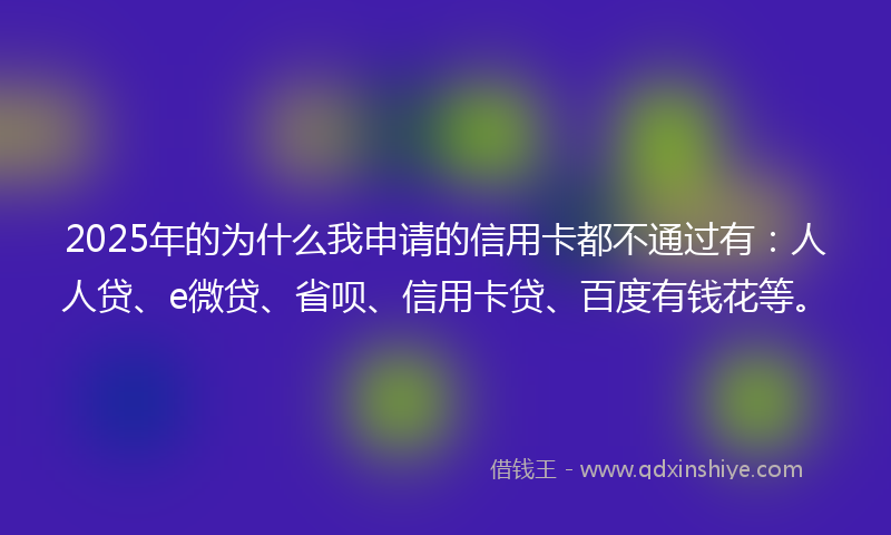 2025年的为什么我申请的信用卡都不通过有：人人贷、e微贷、省呗、信用卡贷、百度有钱花等。