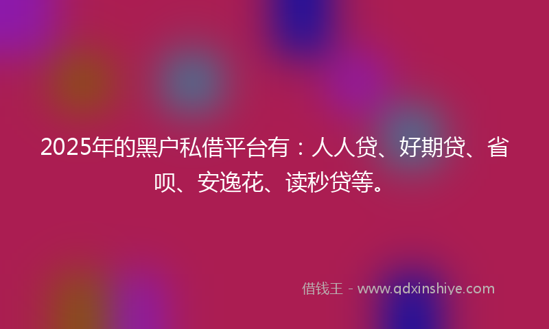 2025年的黑户私借平台有：人人贷、好期贷、省呗、安逸花、读秒贷等。