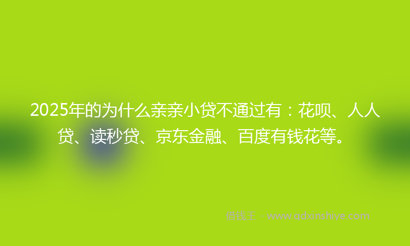 2025年的为什么亲亲小贷不通过有：花呗、人人贷、读秒贷、京东金融、百度有钱花等。