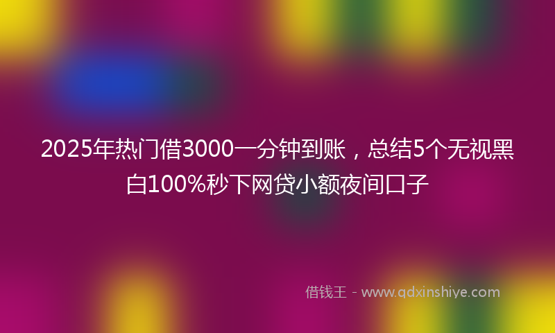 2025年热门借3000一分钟到账，总结5个无视黑白100%秒下网贷小额夜间口子