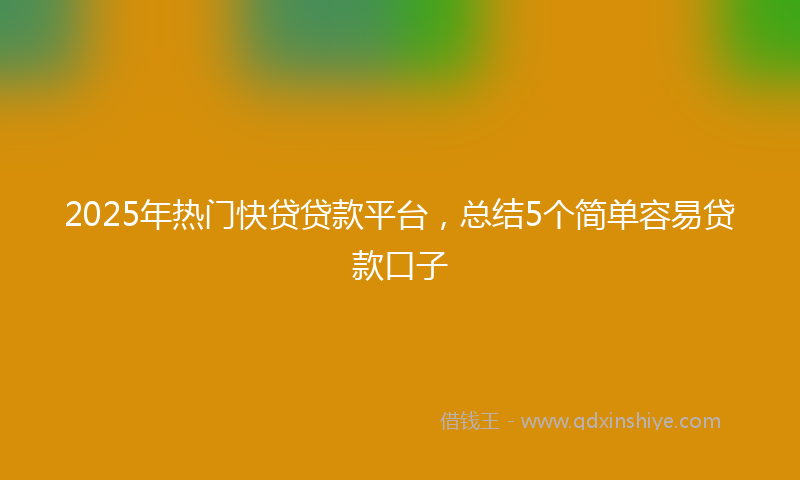 2025年热门快贷贷款平台，总结5个简单容易贷款口子