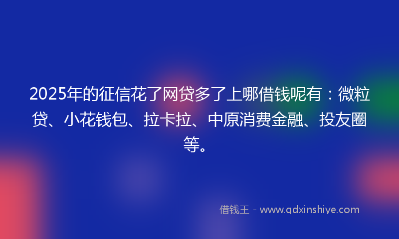 2025年的征信花了网贷多了上哪借钱呢有：微粒贷、小花钱包、拉卡拉、中原消费金融、投友圈等。
