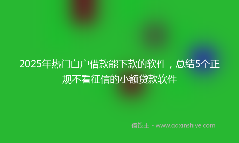 2025年热门白户借款能下款的软件，总结5个正规不看征信的小额贷款软件