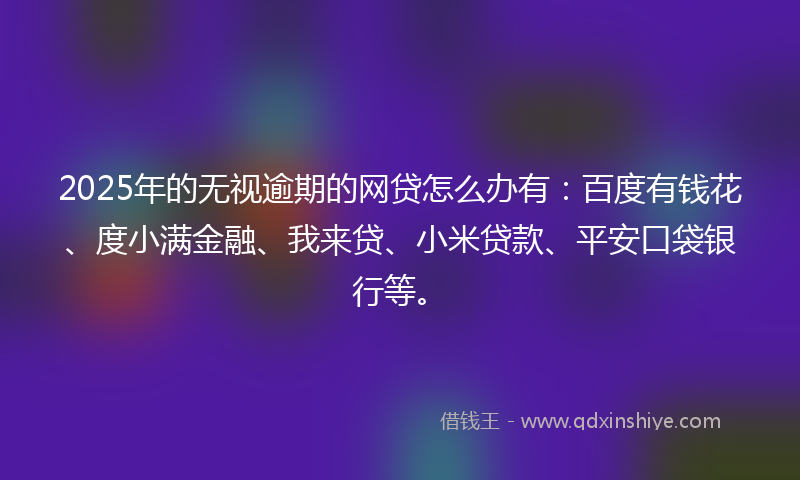 2025年的无视逾期的网贷怎么办有：百度有钱花、度小满金融、我来贷、小米贷款、平安口袋银行等。