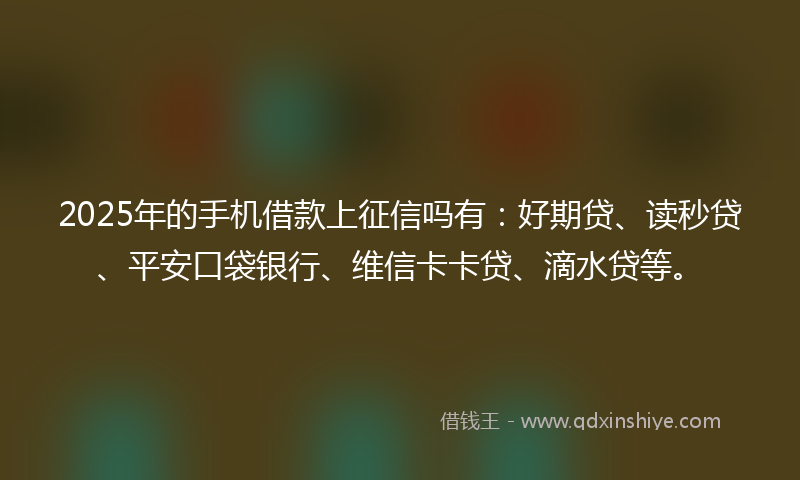 2025年的手机借款上征信吗有：好期贷、读秒贷、平安口袋银行、维信卡卡贷、滴水贷等。