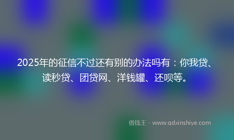 2025年的征信不过还有别的办法吗有：你我贷、读秒贷、团贷网、洋钱罐、还呗等。