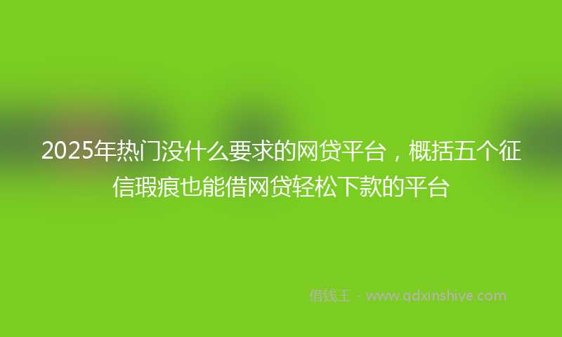 2025年热门没什么要求的网贷平台，概括五个征信瑕疵也能借网贷轻松下款的平台