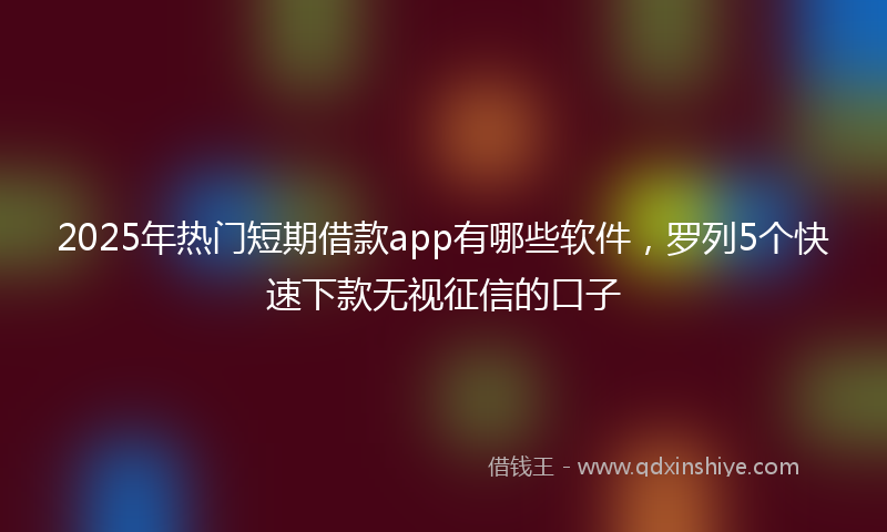 2025年热门短期借款app有哪些软件，罗列5个快速下款无视征信的口子