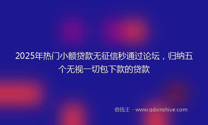 2025年热门小额贷款无征信秒通过论坛，归纳五个无视一切包下款的贷款