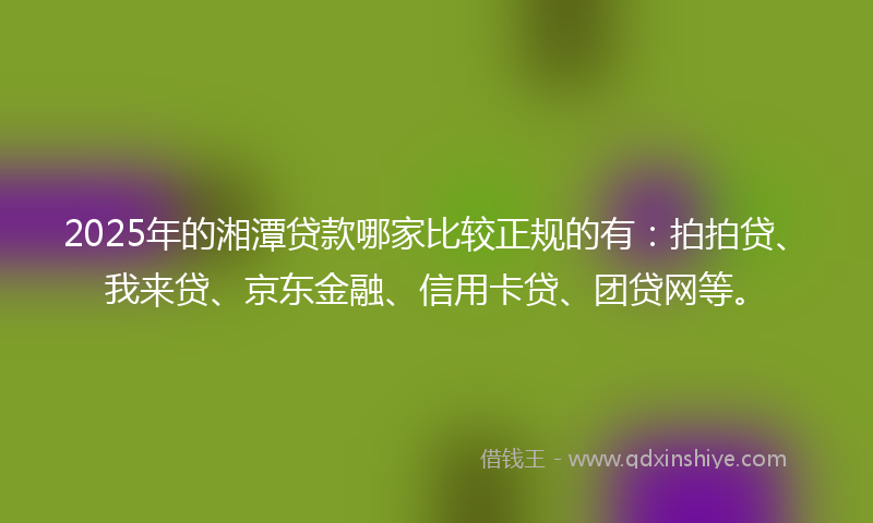 2025年的湘潭贷款哪家比较正规的有：拍拍贷、我来贷、京东金融、信用卡贷、团贷网等。